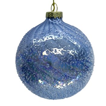 ORN GLASS BALL 3" REGAL BLUE W/WATER DROPS