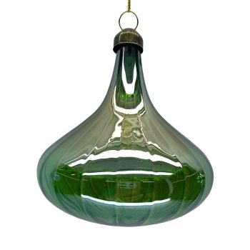 ORN GLASS WATER DROP4"X4" AQUA GREEN