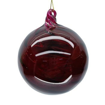 ORN GLASS BALL 4" CLEAR DARK RED