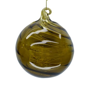 ORN GLASS BALL SPIRAL 4" CLEAR GREEN