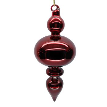 ORN GLASS FINIAL DROP 3"X6.5" DARK RED