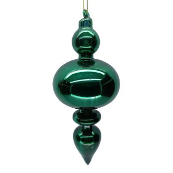 ORN GLASS FINIAL DROP 3"X6.5" DARK GREEN