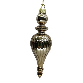 ORN GLASS FINIAL DROP 2"X6.5" GOLD