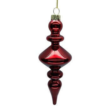ORN GLASS FINIAL DROP2.5"X7" DARK RED