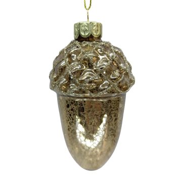 ORN GLASS PINE CONE2.5"X5" MERCURY BROWN