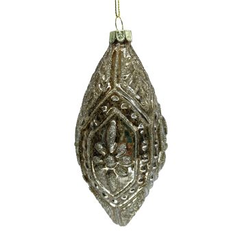 ORN GLASS OLIVE 3"X6.5" BROWN/CHAMPAGNE GLTR.