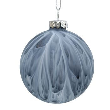 ORN GLASS BALL 3" LIGHT BLUE MARBLE FINISH