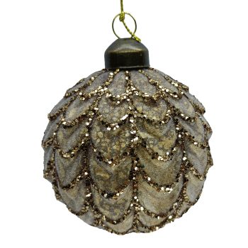 ORN GLASS BALL PINE CONE 3" GOLD/BROWN