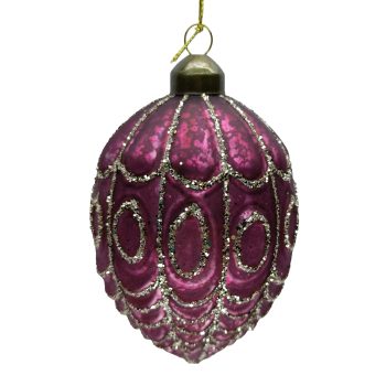 ORN GLASS OLIVE 3"X5" ANTIQUE WINE RED