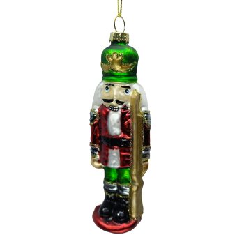 ORN GLASS SOLDIER1.5"X1"X5" GREEN/MULTI COLOR