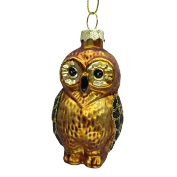 ORN GLASS OWL 2"X1.5"X3" BROWN