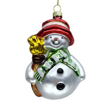 ORN GLASS SNOWMAN 3"X3"X4.5" MULTI COLOR