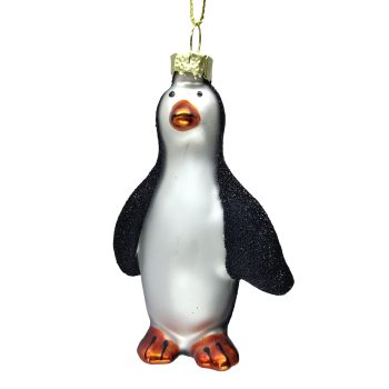 ORN GLASS PENGUIN 2"X1.5"X3.5" WHITE/BLACK