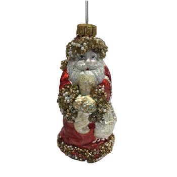 ORN GLASS SANTA 2"X4" MULTI COLOR