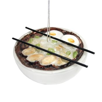 ORN GLASS BOWL/CHOPSTICKS 3"X2" MULTI