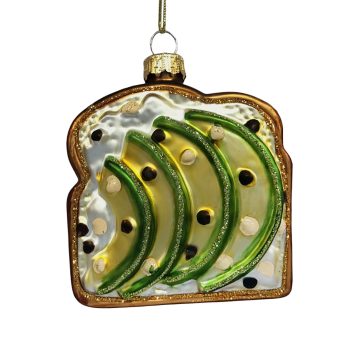 ORN GLASS AVOCADO TOAST 3"X4" BROWN/GREEN