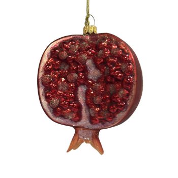 ORN GLASS POMEGRANATE 3"X4" RED