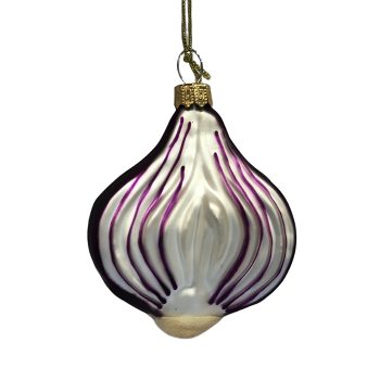 ORN GLASS ONION 2"X3" PURPLE/WHITE