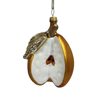 ORN GLASS PEAR 3"X4" YELLOW/WHITE
