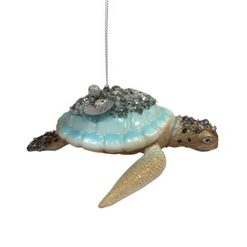 ORN GLASS SEA TURTLE 5"X2" BLUE/GREEN
