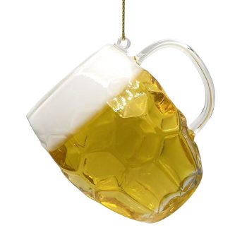 ORN GLASS BEER MUG 3"X3" YELLOW