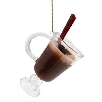 ORN GLASS HOT CHOCOLATE 3"X5" BROWN