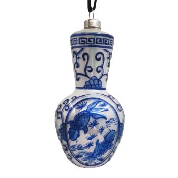 ORN GLASS PORCELAIN VASE 2"X5" BLUE/WHITE