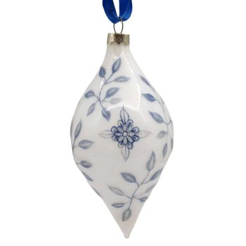 ORN GLASS PORCELAIN FINIAL 2"X5" BLUE/WHITE