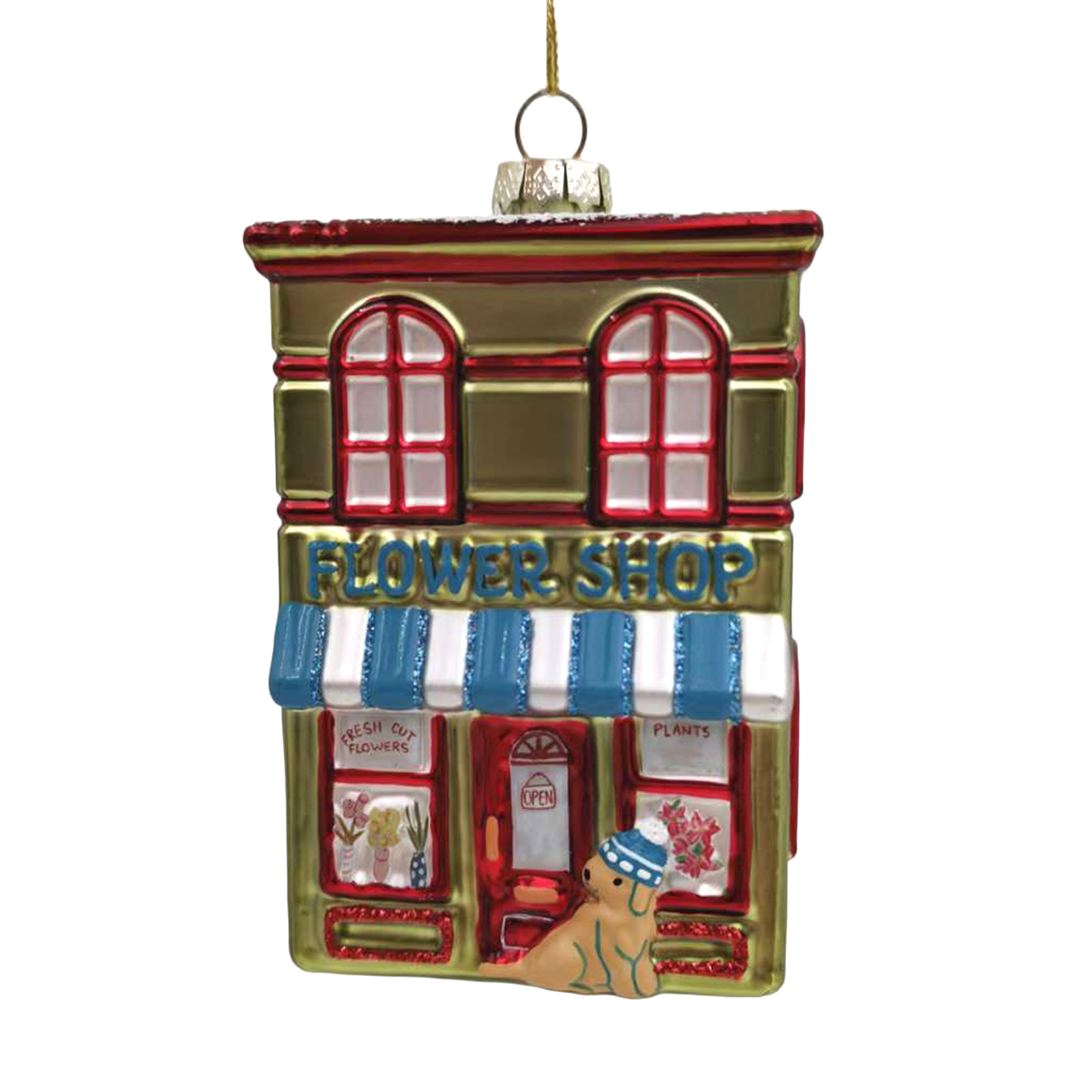 ORN GLASS FLOWER SHOP 3"X4" OLIVE