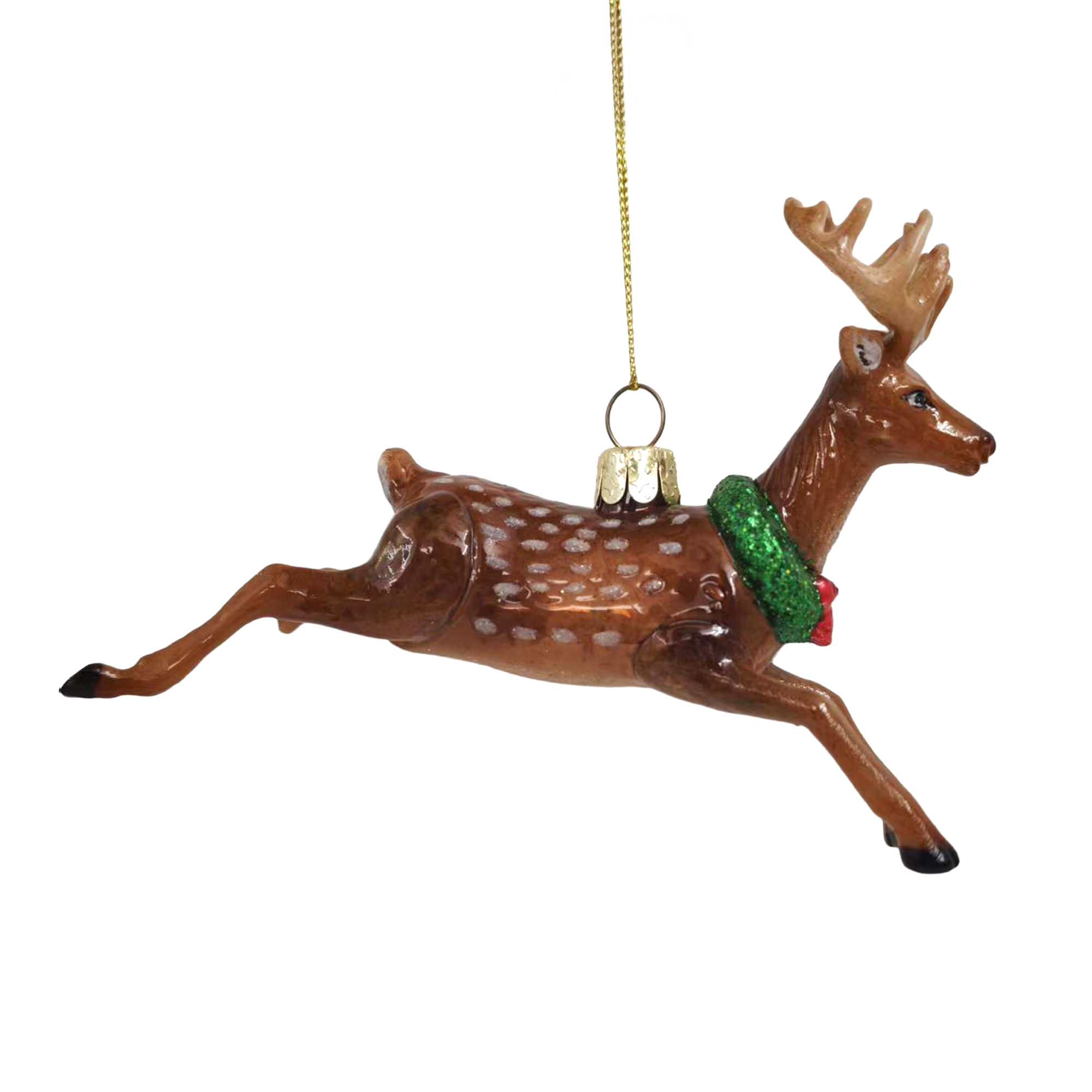 ORN GLASS DEER 5"X4" BROWN
