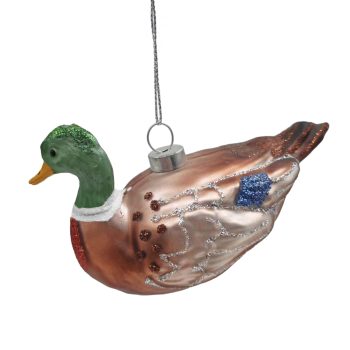 ORN GLASS MALLARD DUCK 4"X2" BROWN