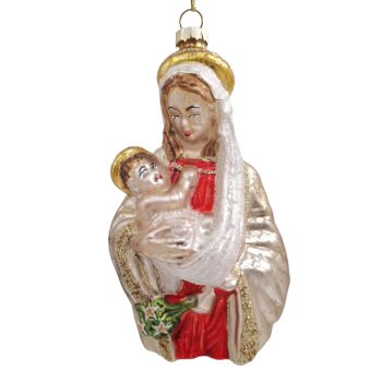 ORN GLASS MOTHER WITH CHILD 3"X6" MULTI