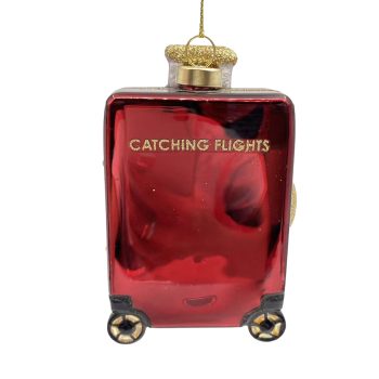 ORN GLASS SUITCASE 2"X4" RED