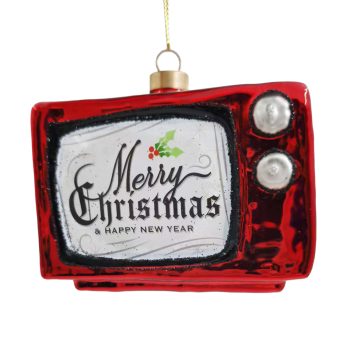 ORN GLASS TELEVISION 4"X4" RED