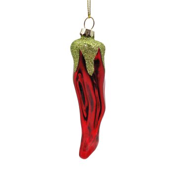 ORN GLASS CHILLI 1"X4" RED