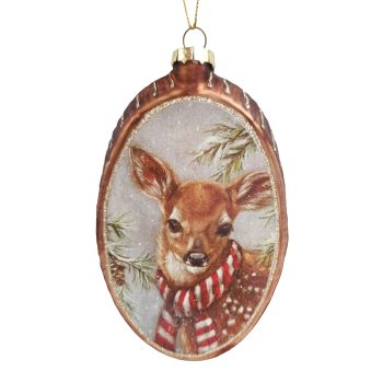 ORN GLASS OVAL 3"X6" DEER BROWN