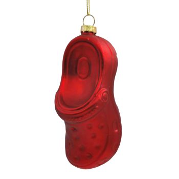ORN GLASS CROCS 2"X5" RED