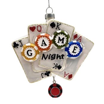 ORN GLASS POKER GAME NIGHT 4"X5" MULTI