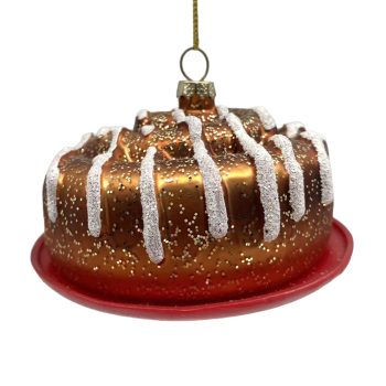 ORN GLASS CINNAMON ROLL 4"X3" WHITE/BROWN