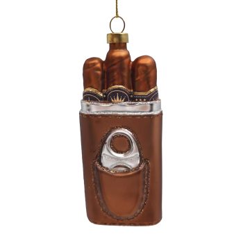 ORN GLASS CIGARS IN CASE 2"X5" BROWN