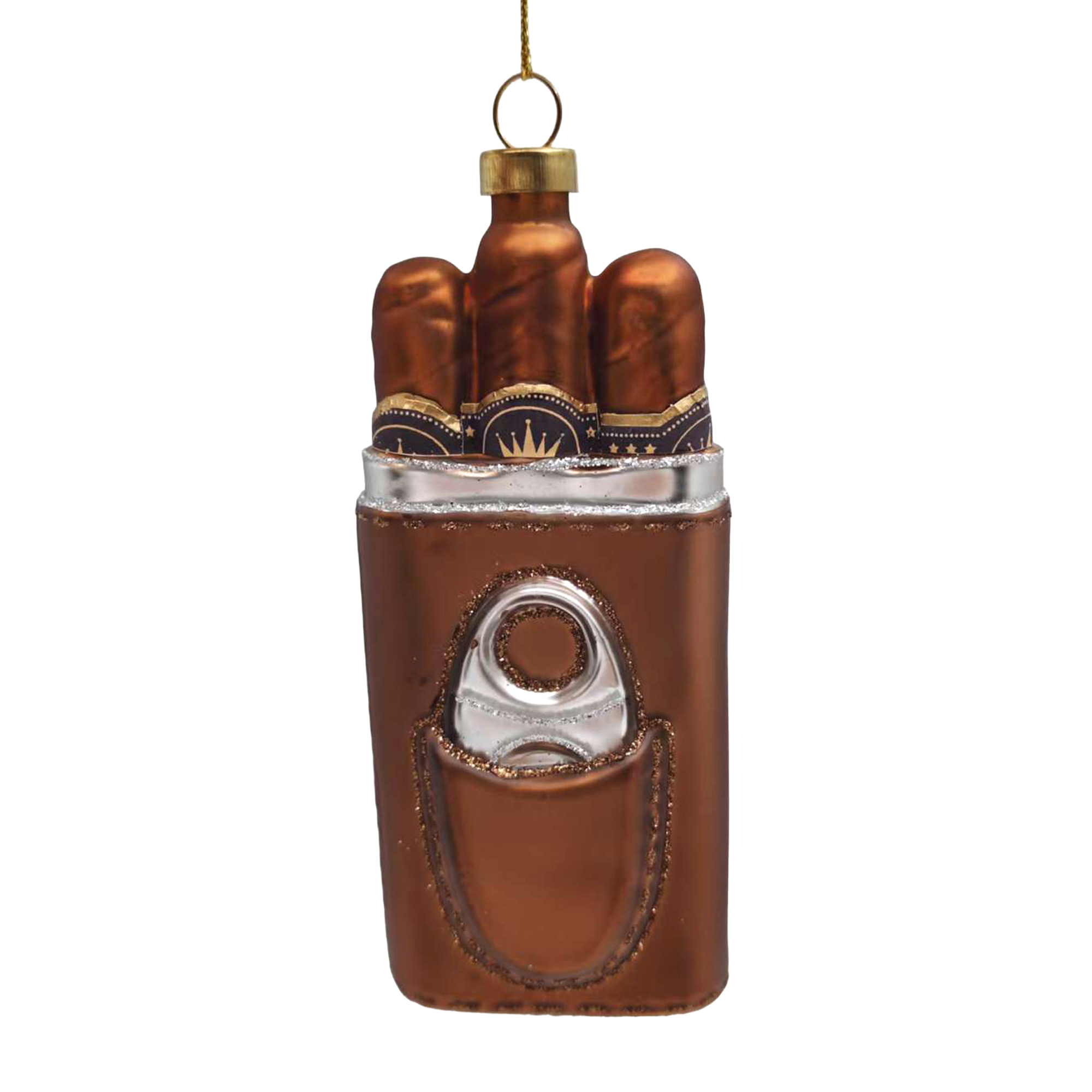 ORN GLASS CIGARS IN CASE 2"X5" BROWN