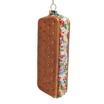 ORN GLASS ICE CREAM SANDWICH 2"X6" BROWN/MULTI