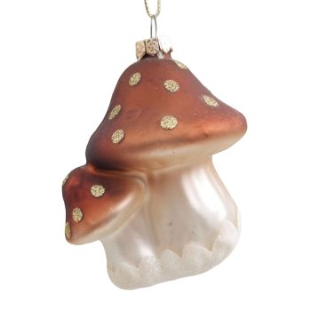 ORN GLASS MUSHROOM 3"X4" BROWN