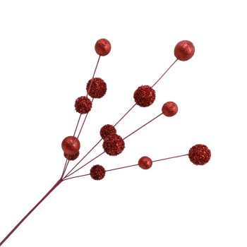 SPRAY TINSEL BALL 28" RED TINSEL/GLITTER