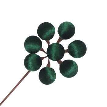 BALL SPRAY CLUSTER VELVET 20"X 5.5" EMERALD
