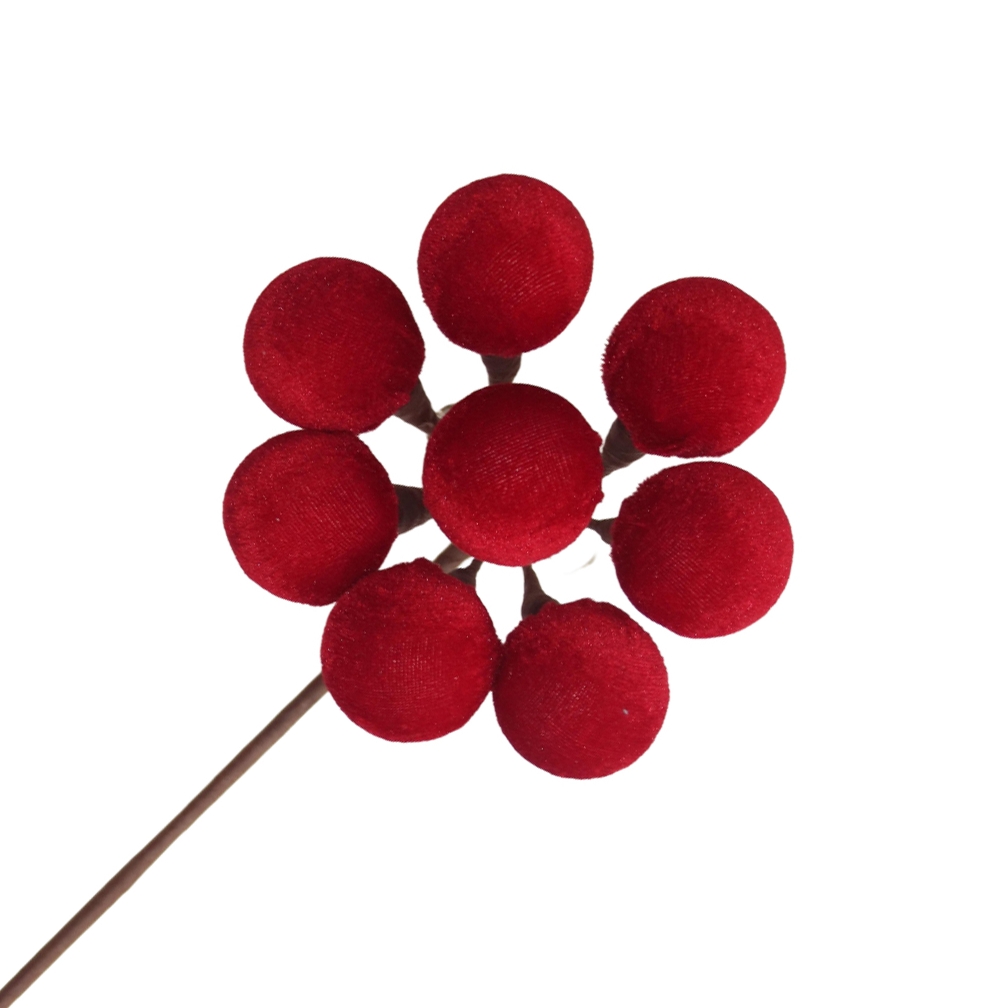 BALL SPRAY CLUSTER VELVET 20"X5.5" RED