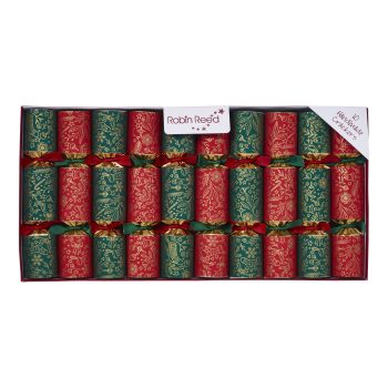 CHRISTMAS CRACKERS RED GREEN 10PC X 8.5" BON BON W/NOVELTY GIFT