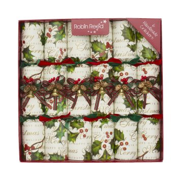 CHRISTMAS CRACKERS 6PC X 12" HOLLY BELLS W/PICCADILLY GIFT