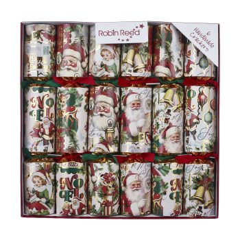 CHRISTMAS CRACKERS 6PC X 12" VINTAGE SANTA W/PICCADILLY GIFT