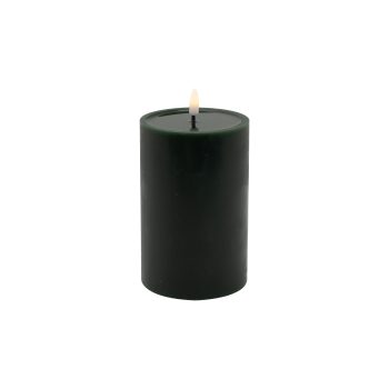 CANDLE DK. GREEN 4"X6"LED  WARM WHT. FLICKERING, CONCAVE TOP MELTING EFFECT SMOOTFINISH B/O 2AA W/TIMER